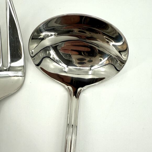 Reed & Barton 4 pc. Serving Utensils Arlington Newton Pierced Spoon Fork Ladle - Picture 7 of 11